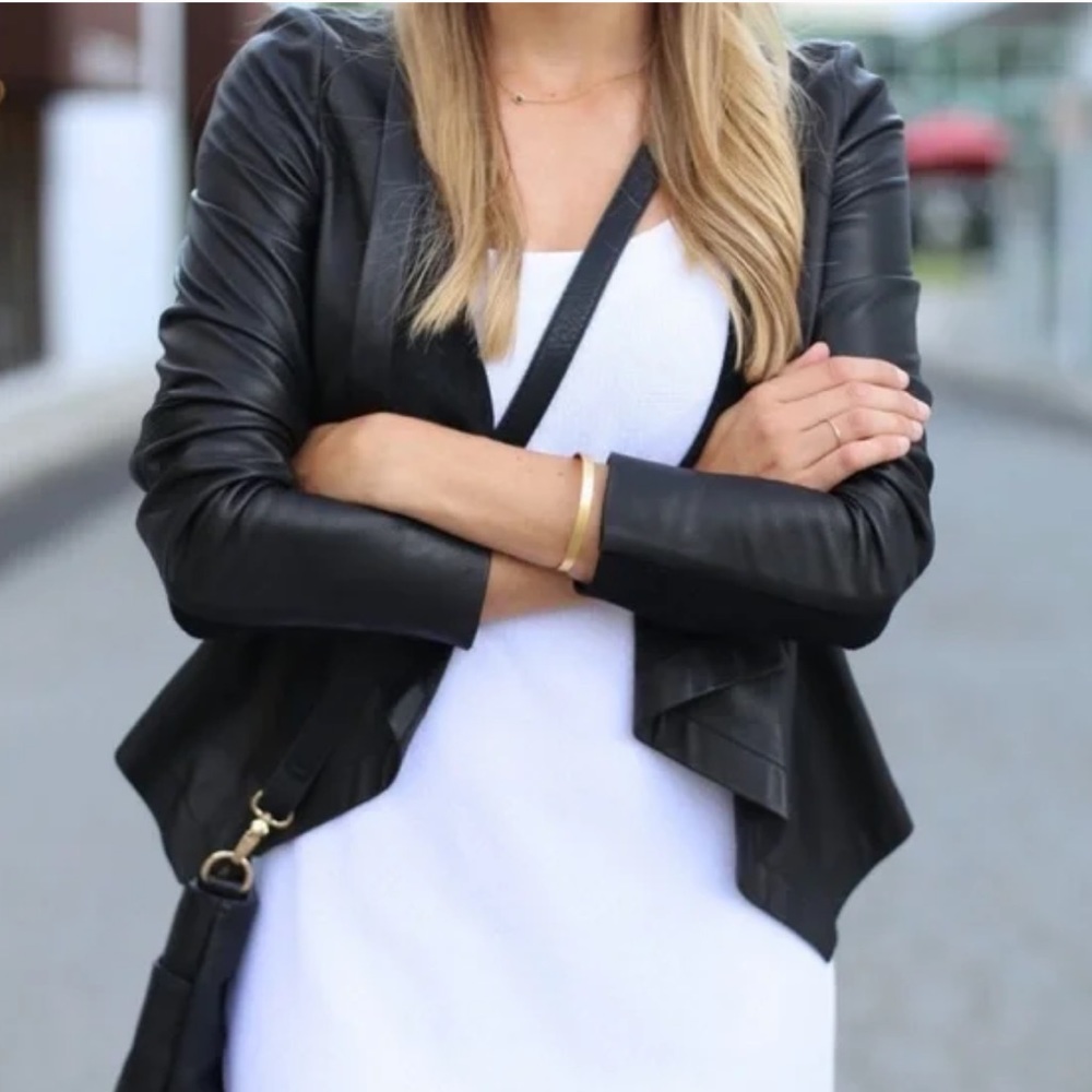 Trouve Open Front Waterfall Leather Jacket
